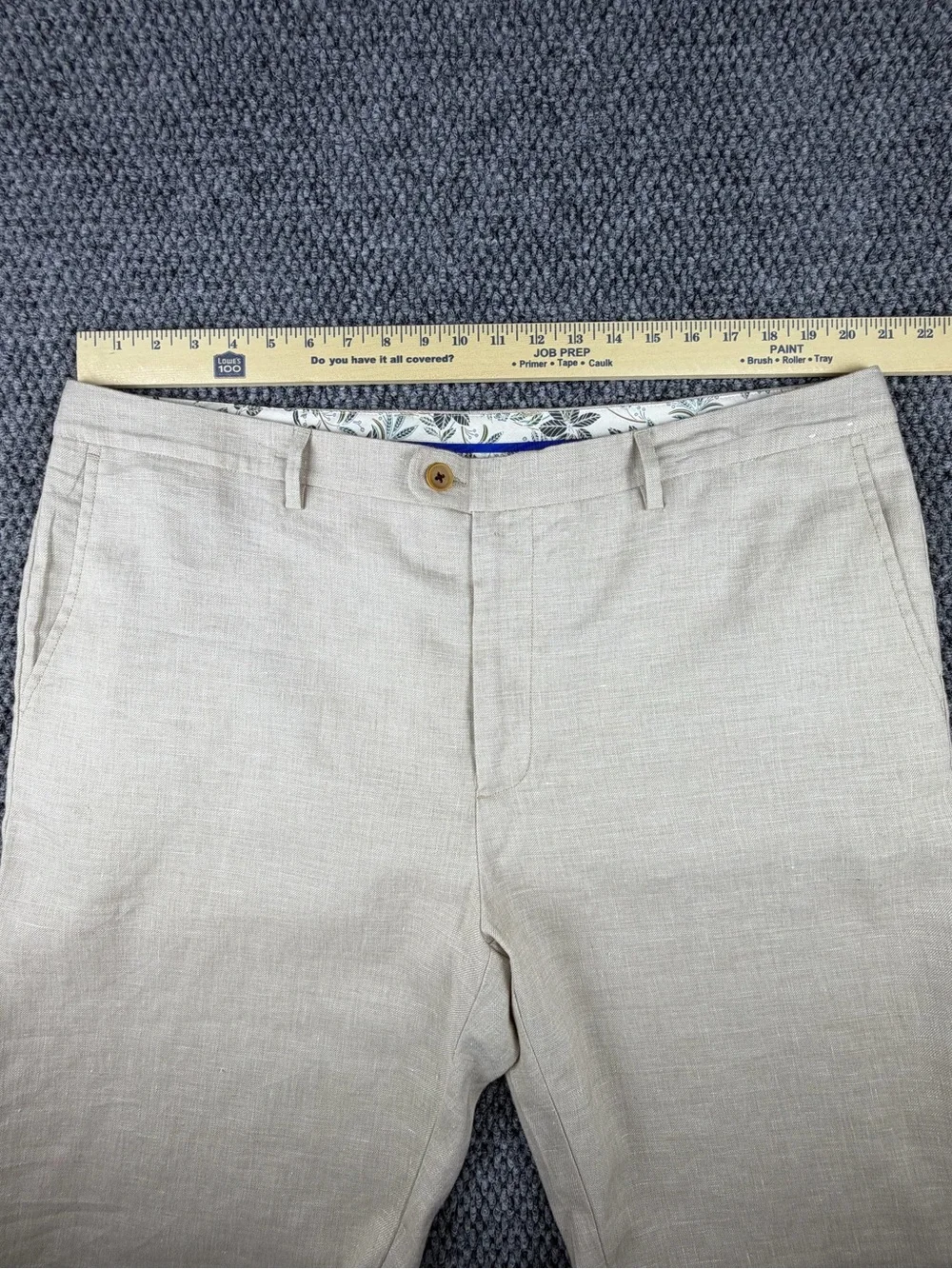 Tommy Bahama Pants Latigo Beach Flat Front Stone Khaki Linen Pants Sz 40x32